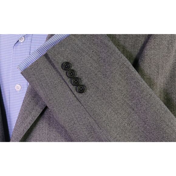 Hickey-Freeman Gray/Black Herringbone Tweed Wool 3-Btn Blazer Sportcoat 42L - Picture 7 of 10